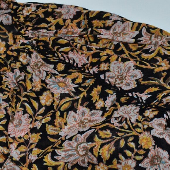 Billabong Sun Fire Printed Boho Peasant Long Sleeve Tassel Tie Top Size S - Picture 14 of 16